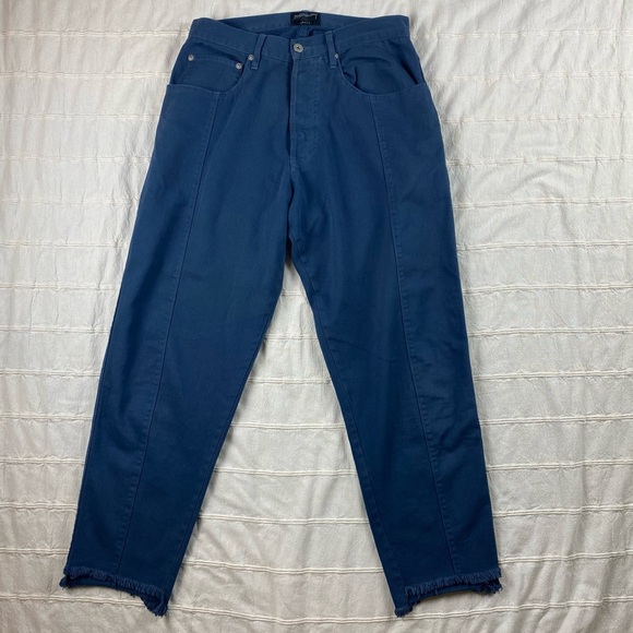 STUSSY Cropped Pants Women' Size Small 28x28 Straight Leg 100% Cotton Blue - Picture 1 of 15